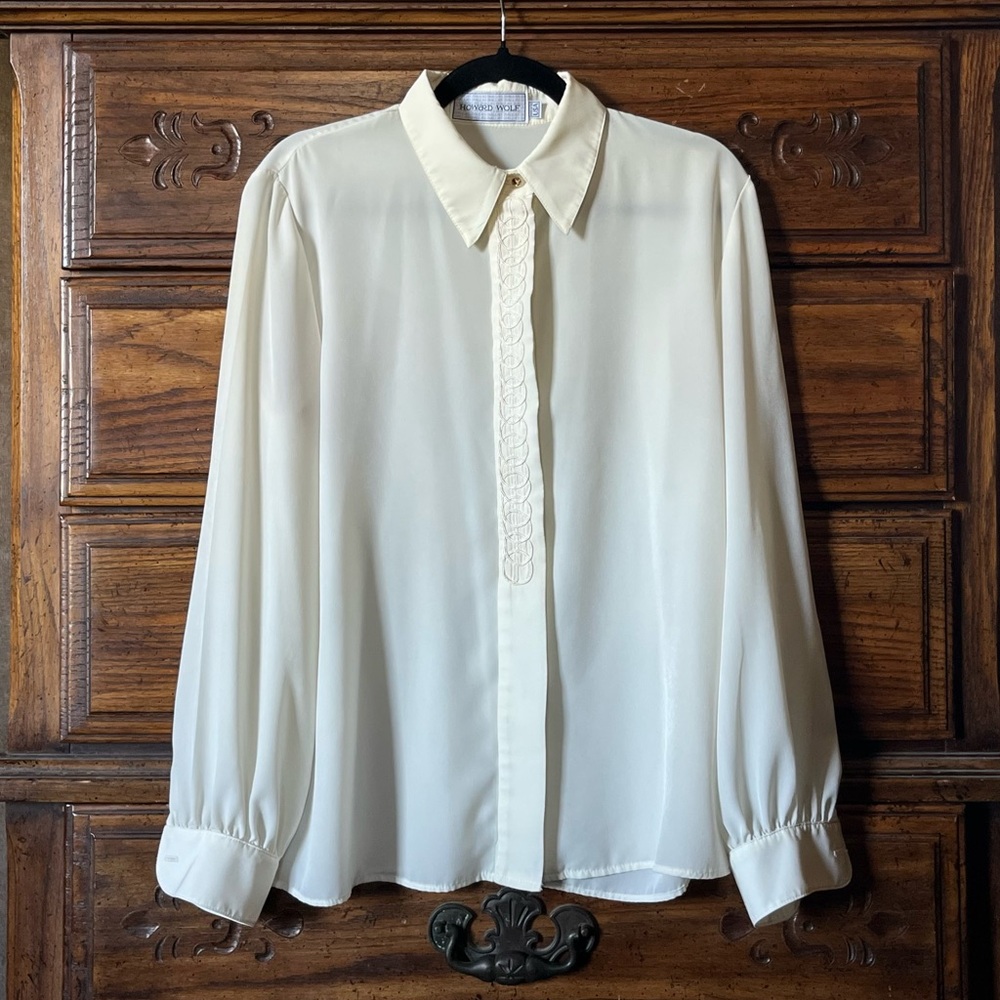 Howard Wolf Vintage Button-Down Embroidered Blouse